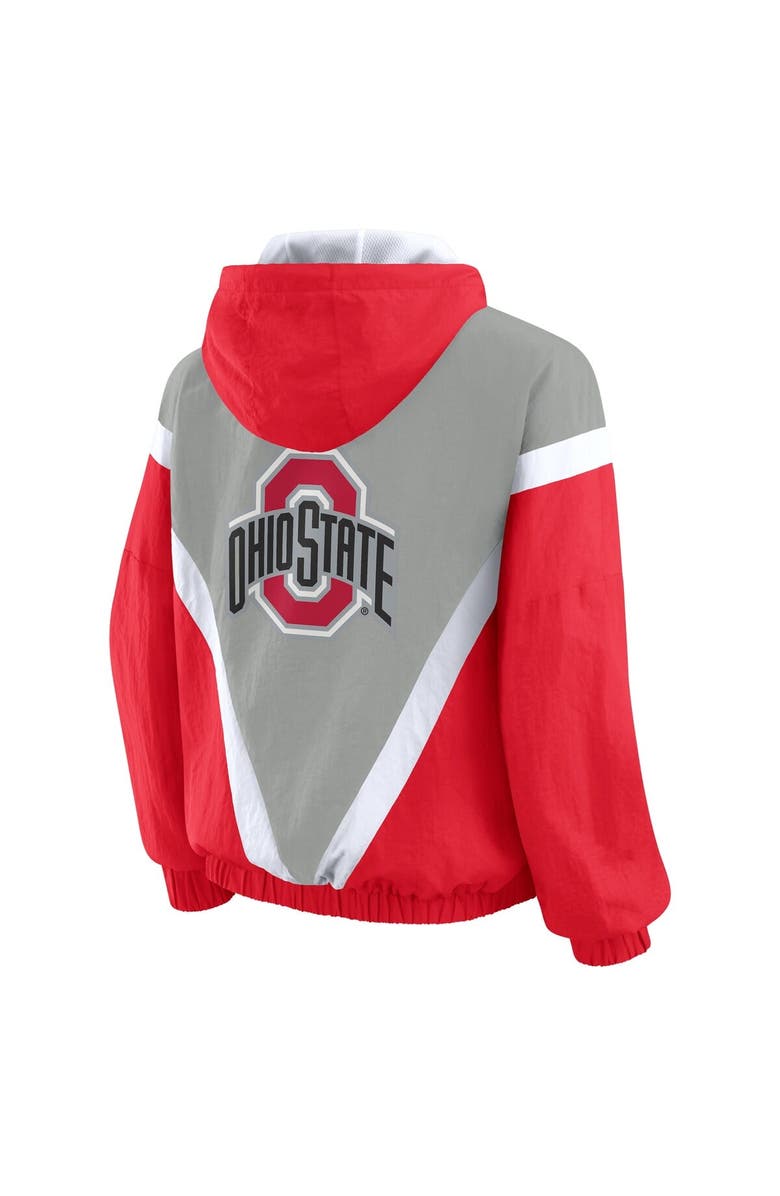 WEAR by Erin Andrews Women's WEAR by Erin Andrews Scarlet/Gray Ohio State Buckeyes Colorblock Full-Zip Hoodie Windbreaker Jacket, Alternate, color,