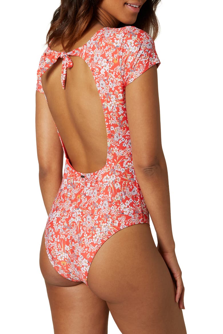 Balian Piper Ditsy Cap Sleeve One-Piece Swimsuit, Alternate, color, BITTERSWEET PIPER DITSY