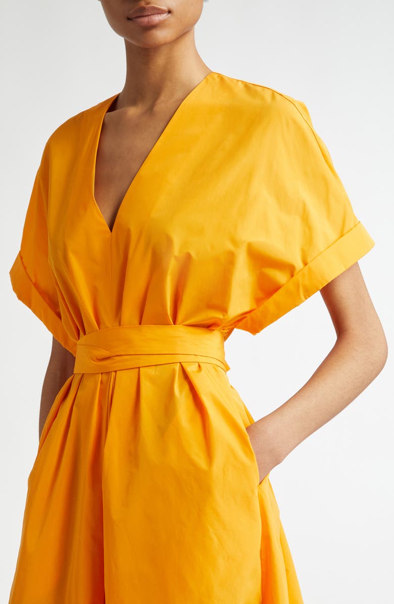 Lela Rose Dolman Sleeve V-Neck Belted A-Line Dress, Alternate, color, 