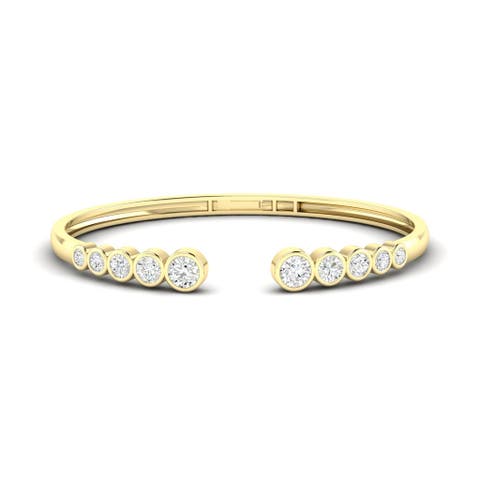 Bezel Cuff Bracelet Lab Diamond in 14K Gold
