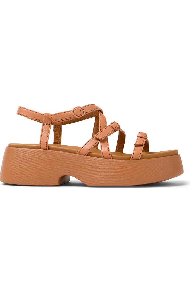 Camper Tasha Ankle Strap Platform Sandal, Alternate, color, Tan