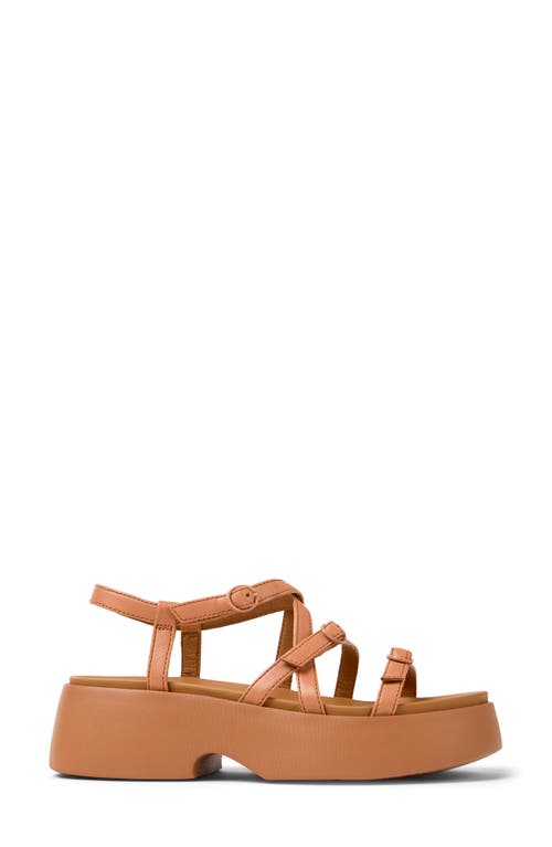 Camper Tasha Ankle Strap Platform Sandal In Tan