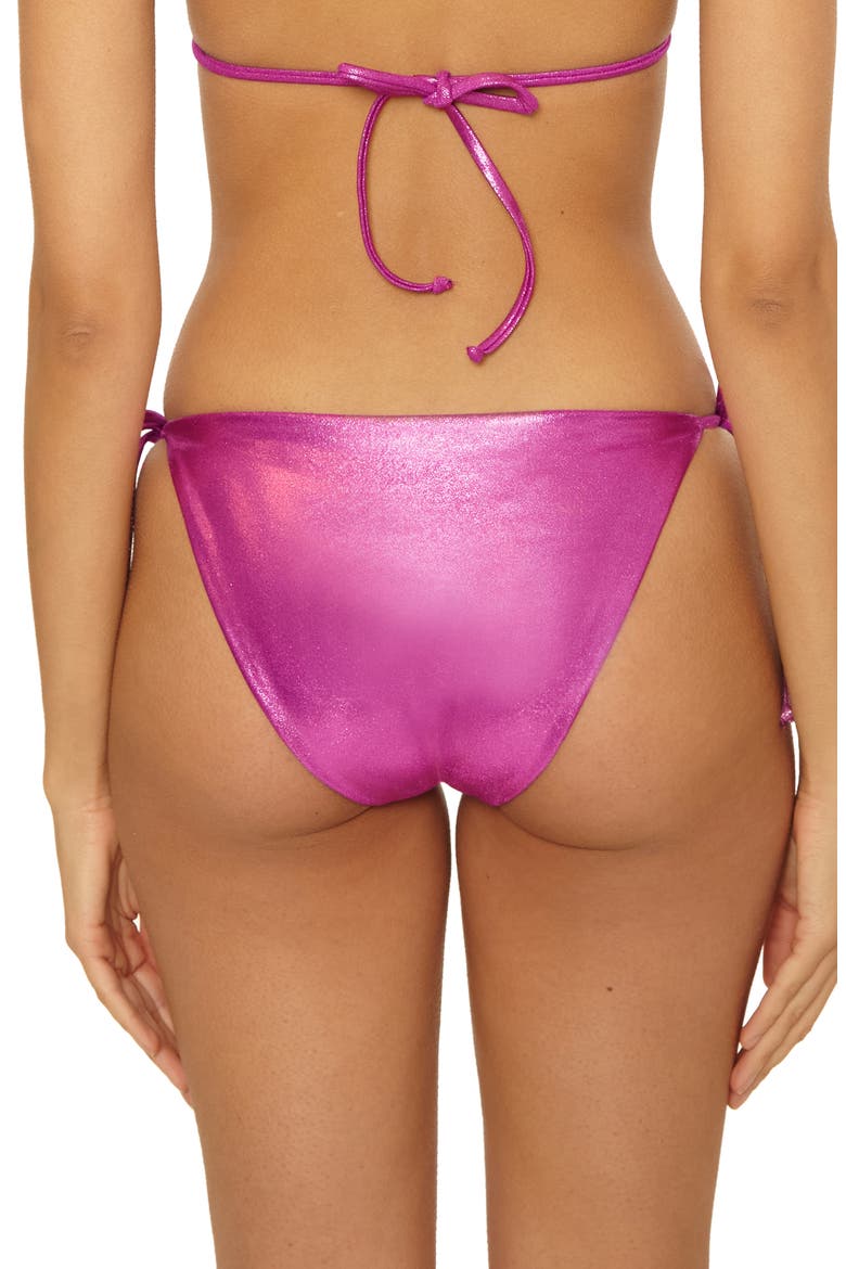 Liquid Metal Side Tie Bikini Bottoms, Alternate, color, HIBISCUS