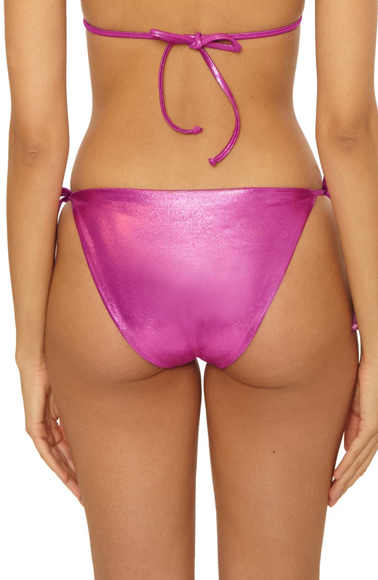 Becca Liquid Metal Side Tie Bikini Bottoms, Alternate, color, Hibiscus