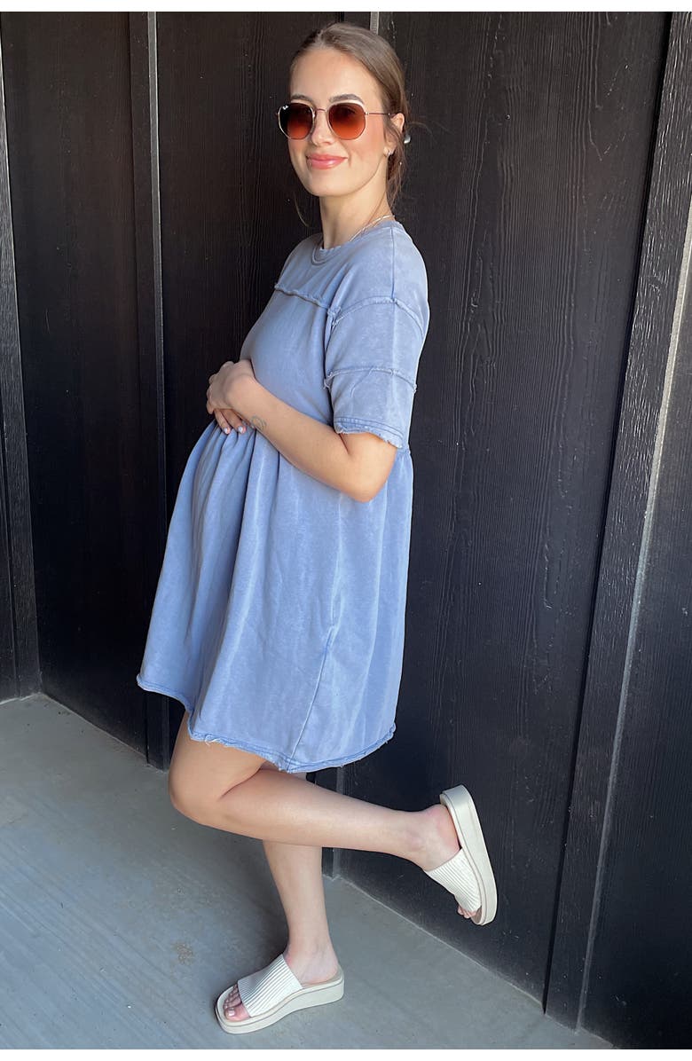 PinkBlush Raw Hem Short Sleeve Dress, Alternate, color, Blue