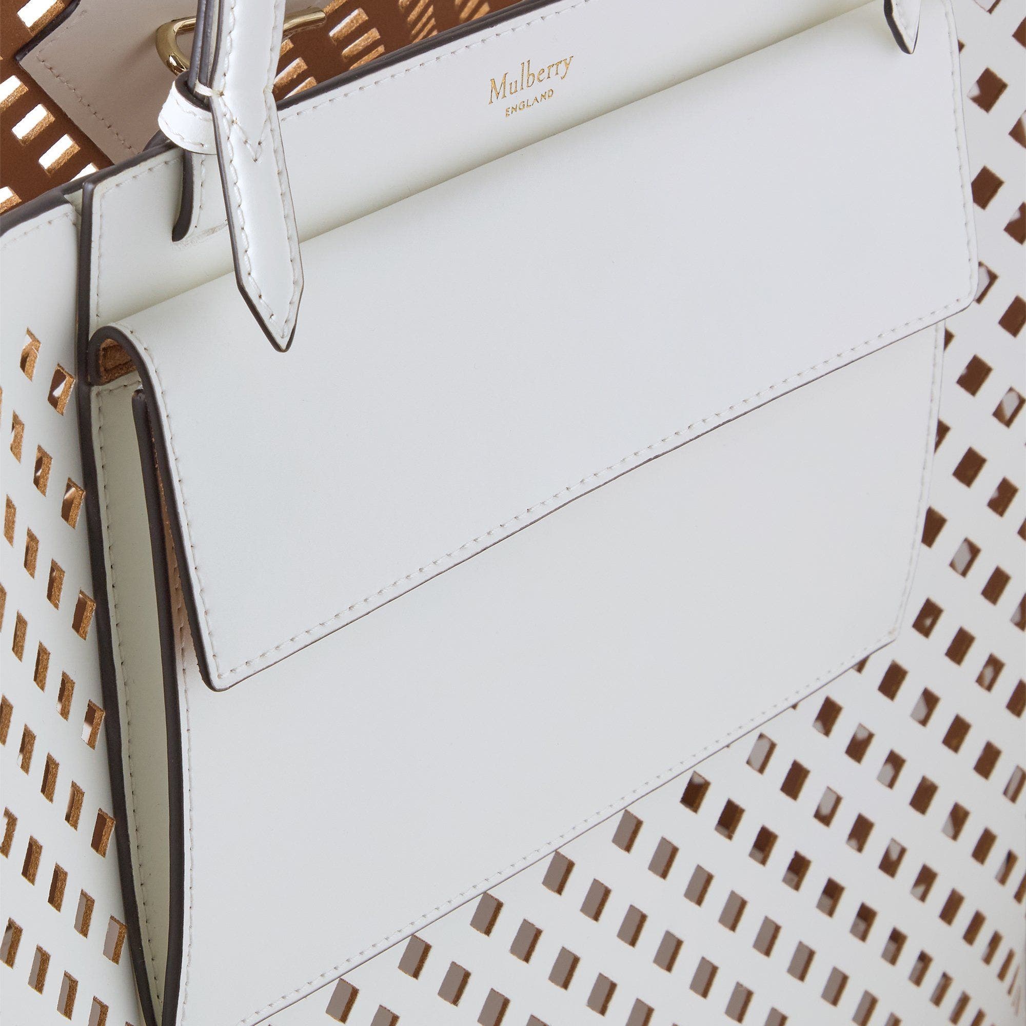 Mulberry XL Perforated Leather Tote, Alternate, color, White