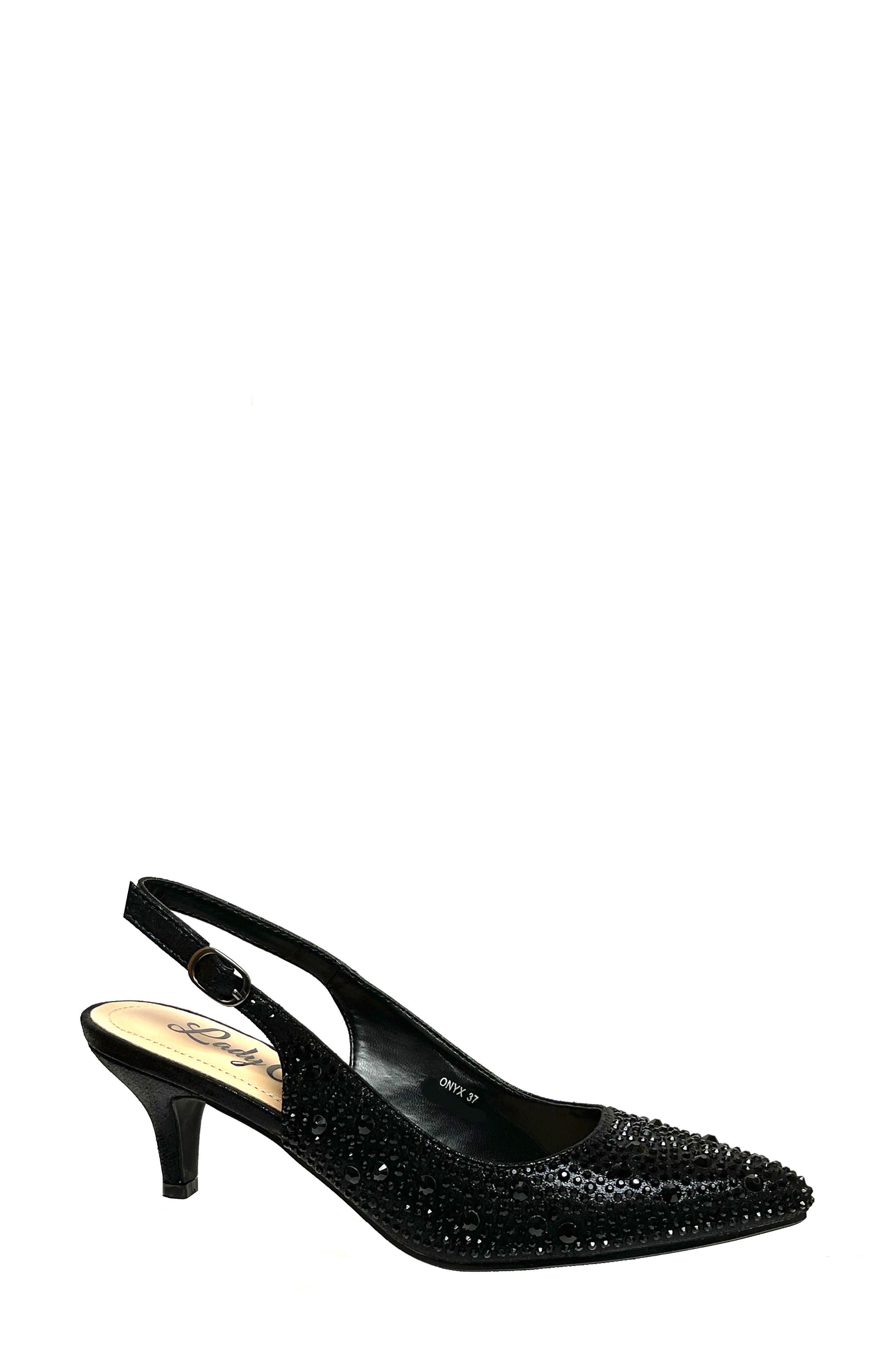 LADY COUTURE Onyx Rhinestone Slingback Pump