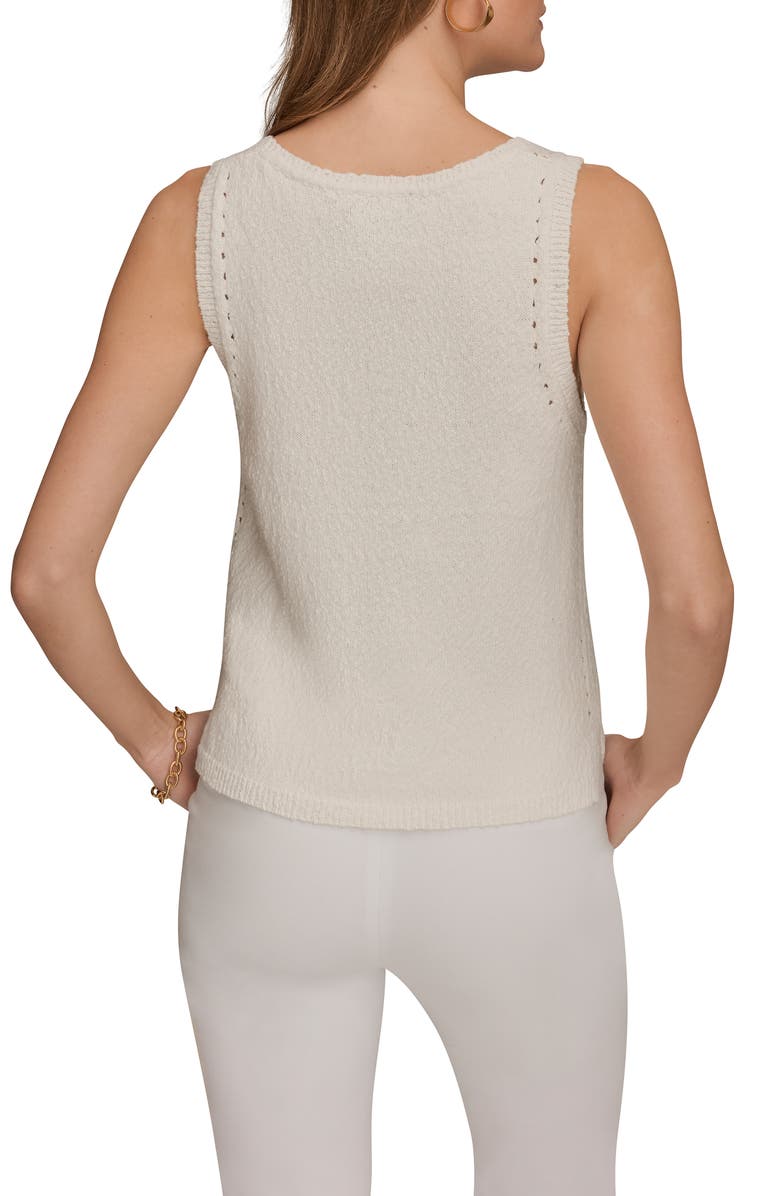 Donna Karan New York Pointelle Stitch Sweater Tank, Alternate, color, Cream