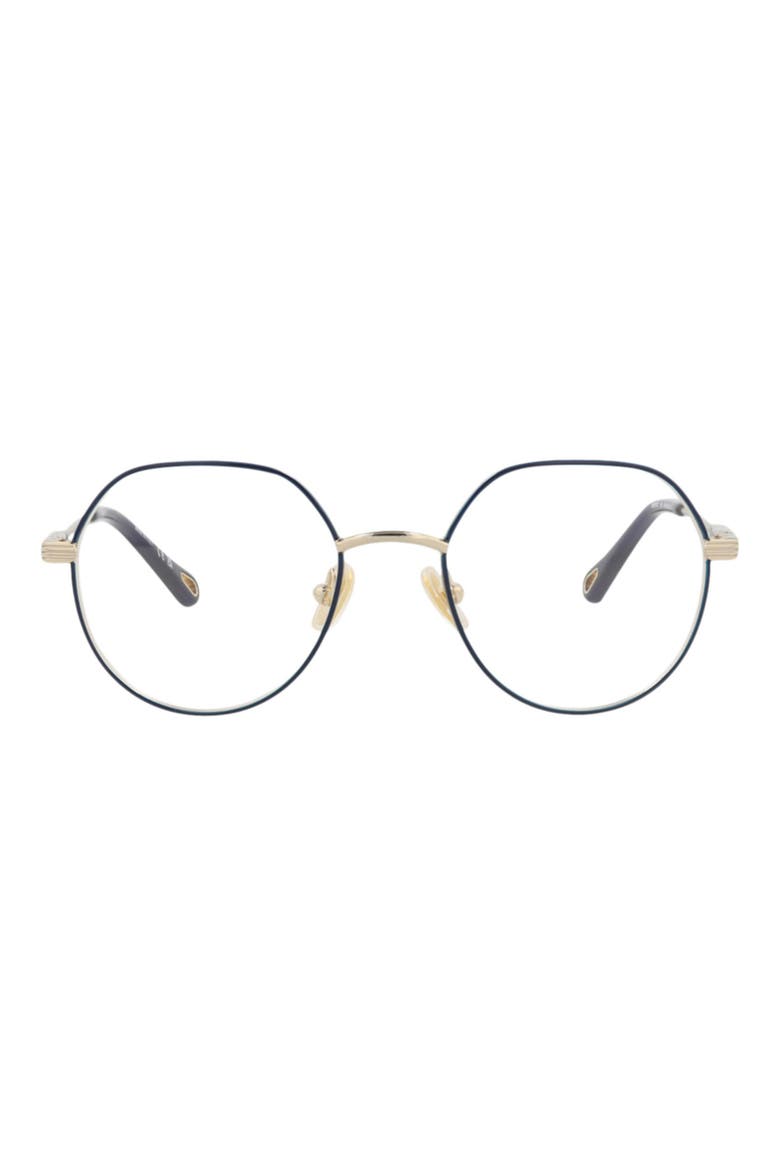 48mm Small Round Optical Glasses, Main, color, GOLD GOLD TRANSPARENT