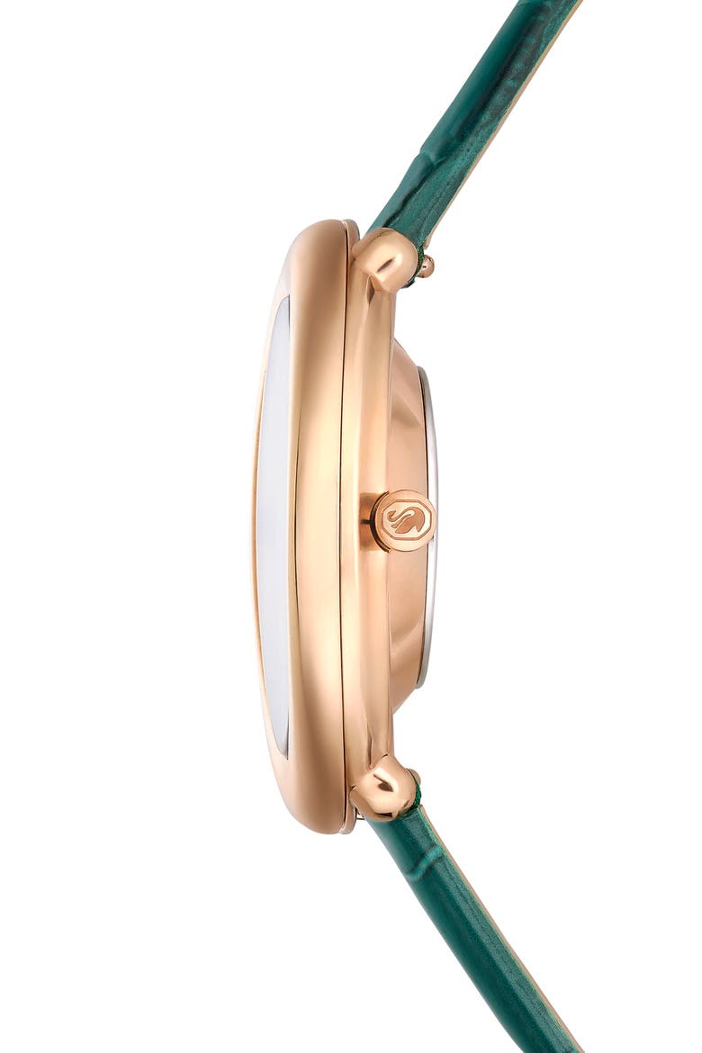 Imber Oval Leather Strap Watch, 24mm x 26.3mm, Alternate, color, GREEN