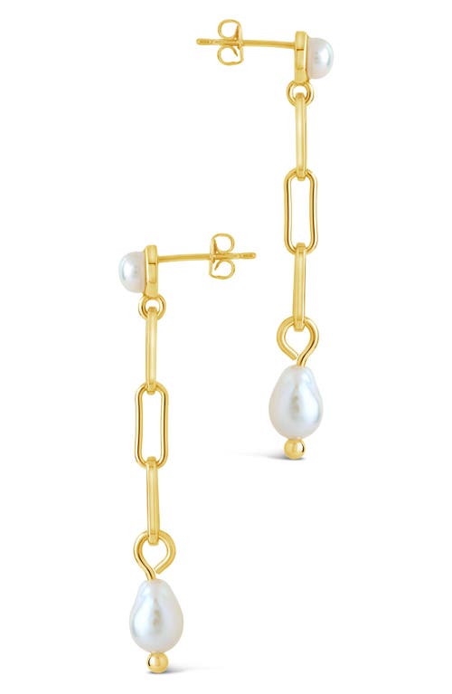 Sterling Forever Fayelynn Mother Of Pearl Chain Drop Earrings In Gold