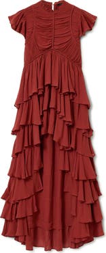 AllSaints Shaela Tiered Ruffle High-Low Dress