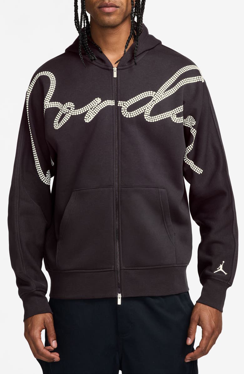 Nike MVP Puff Print Oversize Fleece Zip Hoodie, Main, color, 