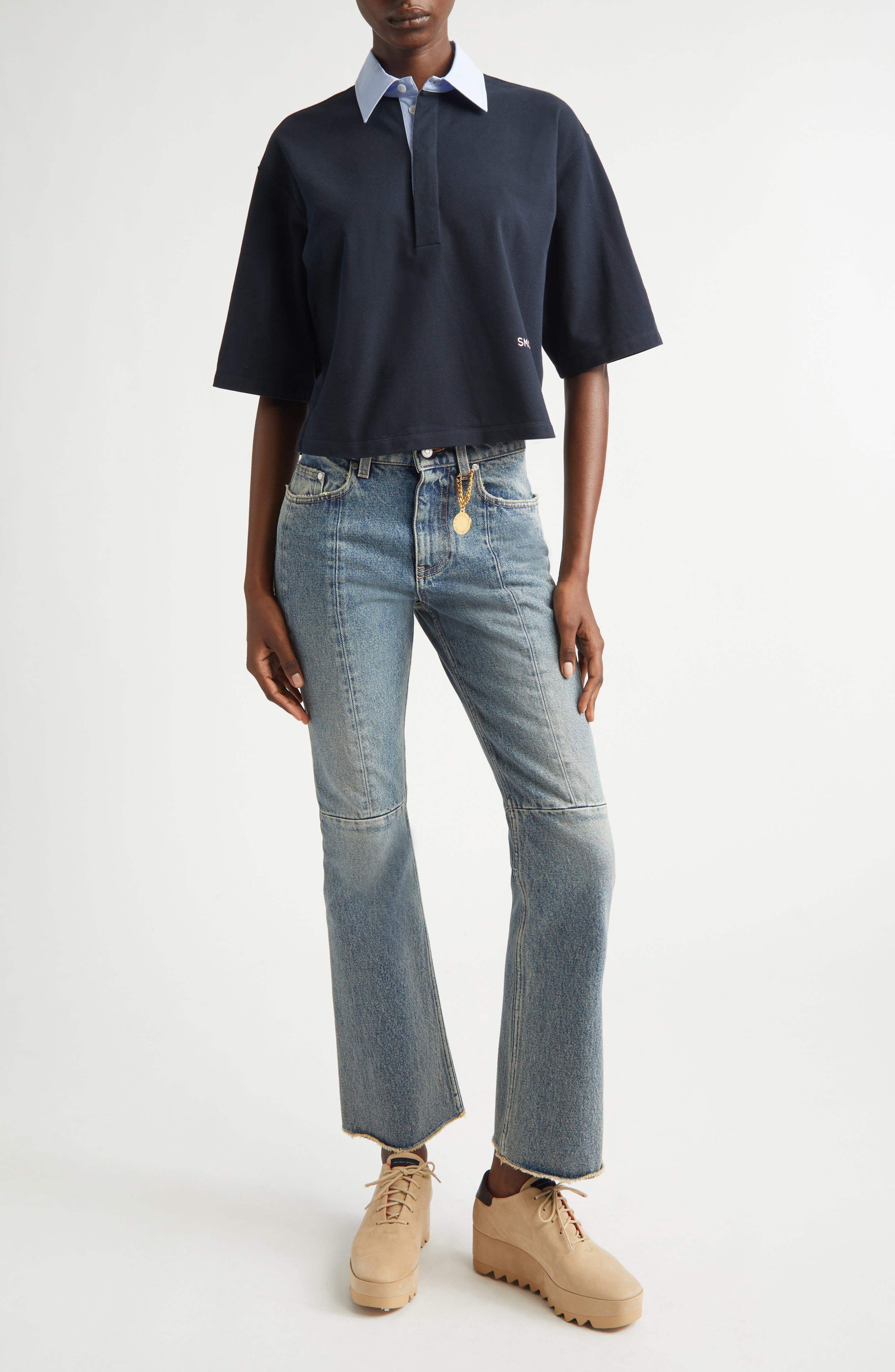 Crop Pique Polo Shirt - image 2