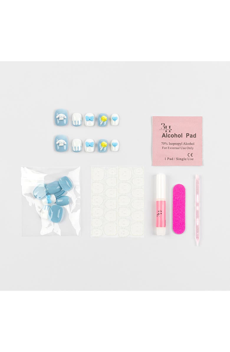 3H Nails Cinnamoroll 3D Luxury Handmade Press-On Nails - 24-Piece Kit, Alternate, color, Baby Blue, White