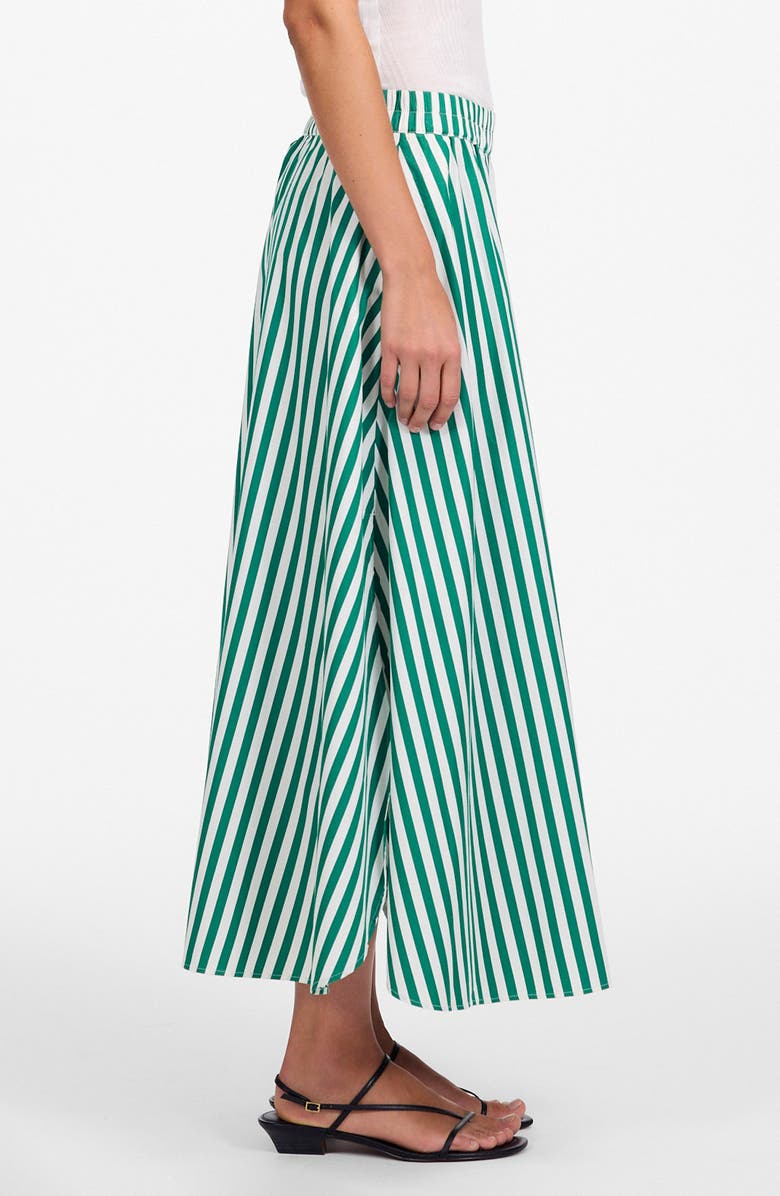 Madewell Stripe Cotton Poplin Midi Skirt, Alternate, color, Verdant Green
