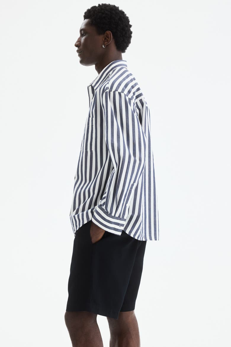 Relaxed Fit Linen-blend Shorts, Alternate, color, Black