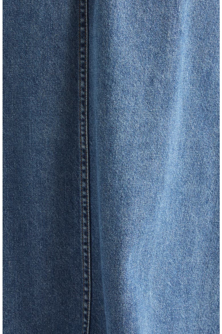 Side Drape Banded Midi Skirt, Alternate, color, BLUE DENIM