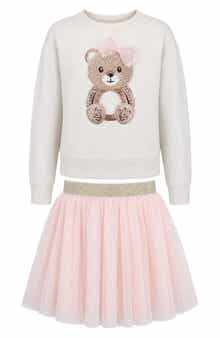 Kids' 2-Piece Bear Sweatshirt and Skirt Set