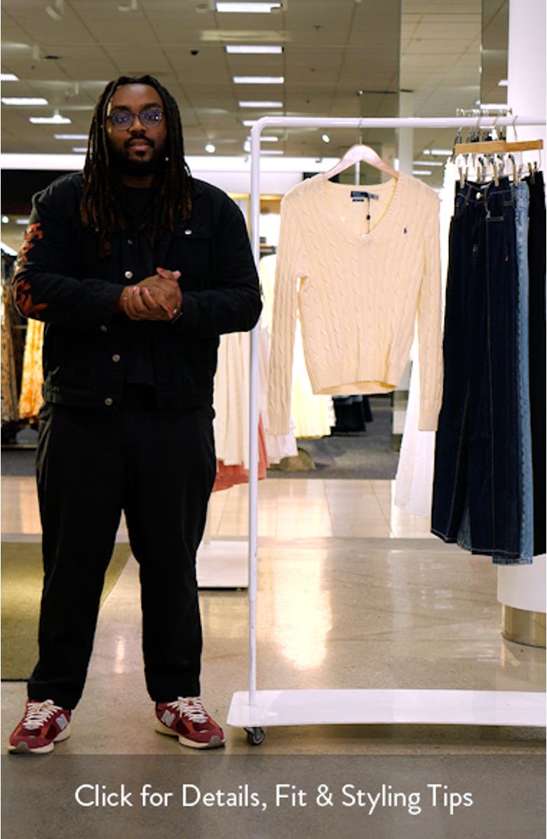 Cable Cotton V-Neck Sweater, sales video thumbnail