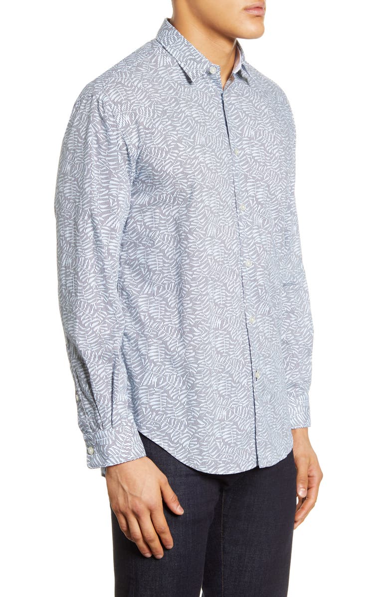 BOSS Noah Relaxed Fit Leaf Print Button-Up Shirt, Alternate, color, 