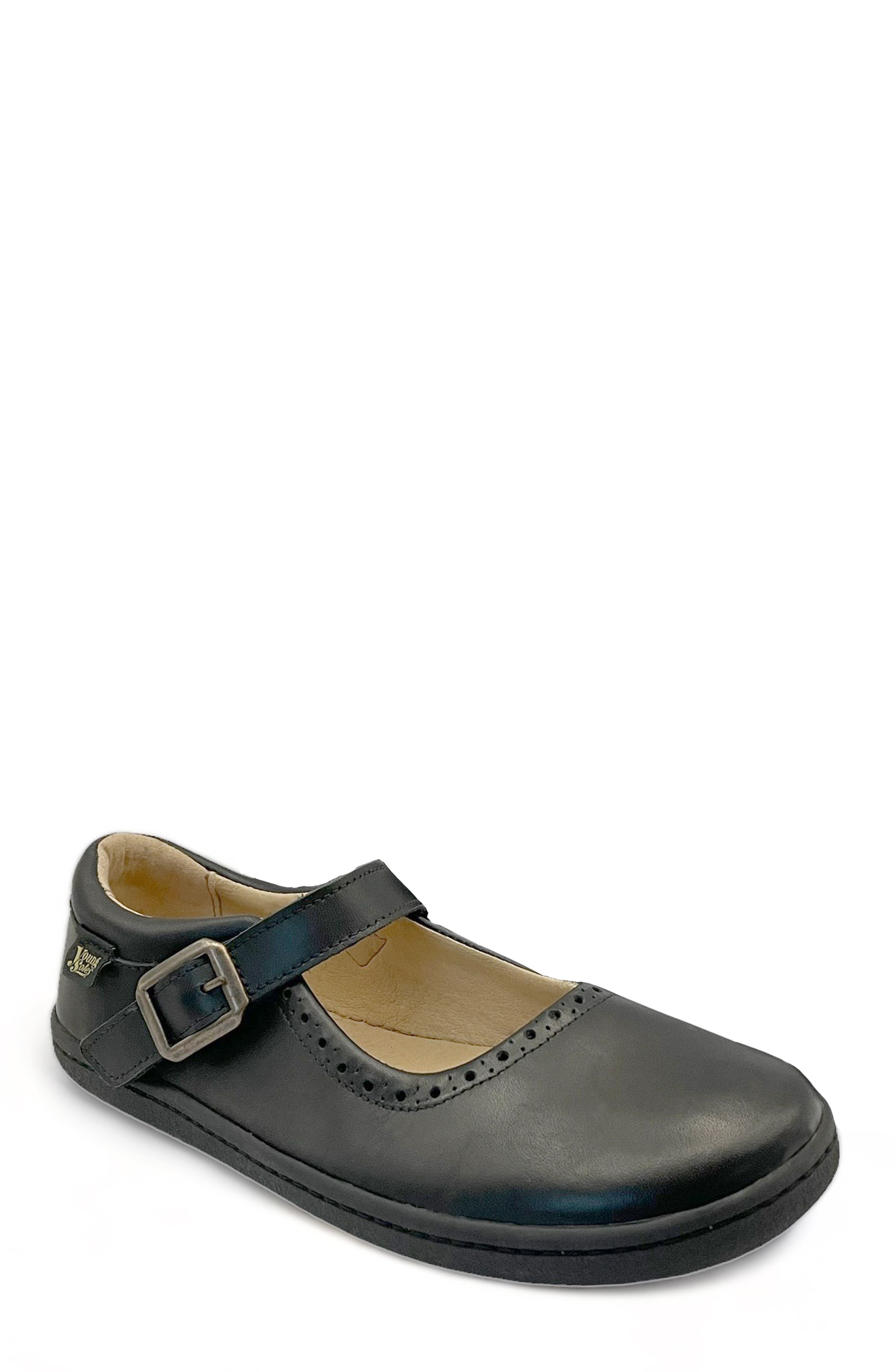 Young Soles Holly Barefoot Kids Mary Jane Shoe, Main, color, Black