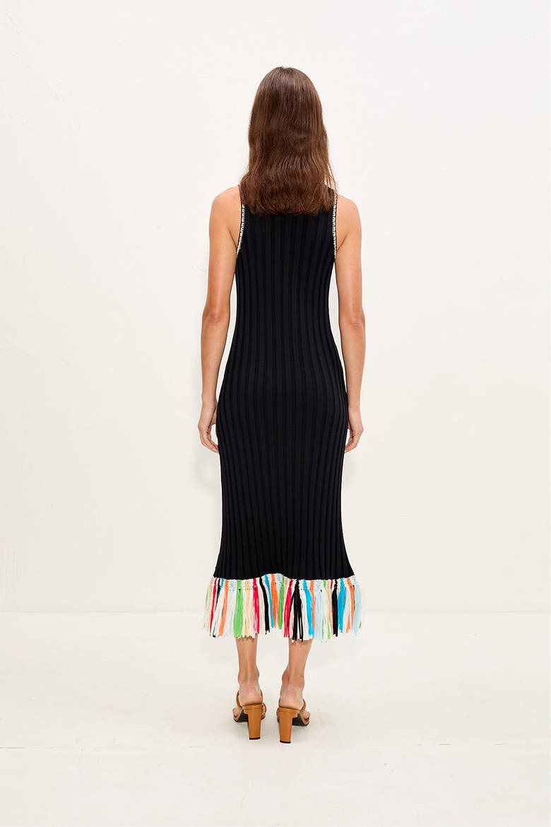 Thea Knit Fringe Dress, Alternate, color, Black Multi