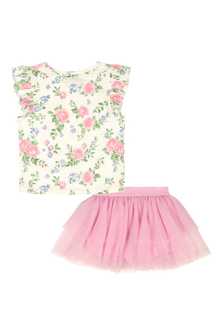 Floral Ruffle Bodysuit & Tutu Skort Set, Alternate, color, PINK MULTI