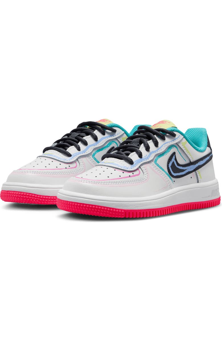 Nike Kids' Force 1 Basketball Sneaker, Main, color, White/ Pink/ Dusty Cactus