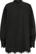 AllSaints Ethel Lace Trim Long Sleeve Woven Shirt