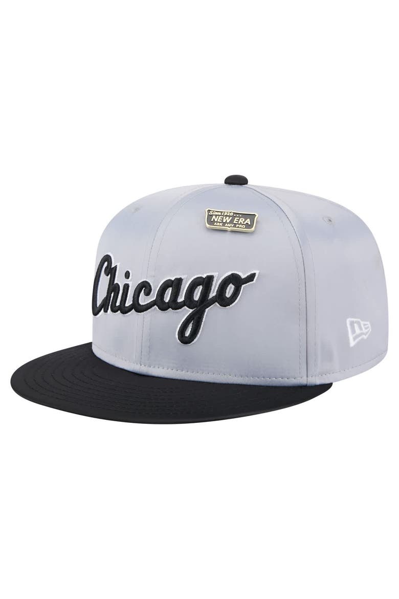 Men's New Era Gray/Black Chicago White Sox Satin 59FIFTY Fitted Hat, Alternate, color, Gray