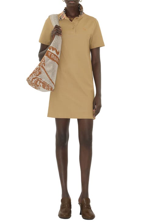 Iris Check Collar Cotton Piqué Polo Dress