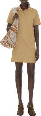 Burberry Iris Check Collar Cotton Piqué Polo Dress