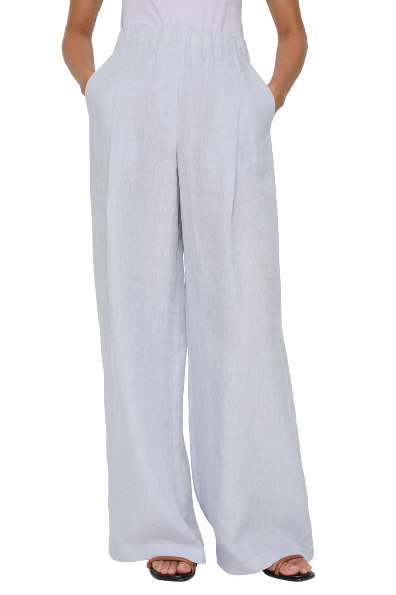 Astor Pleated Organic Linen Wide Leg Pants, Main, color, ARCTIC AMETHYST