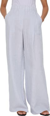 Lafayette 148 New York Astor Pleated Organic Linen Wide Leg Pants