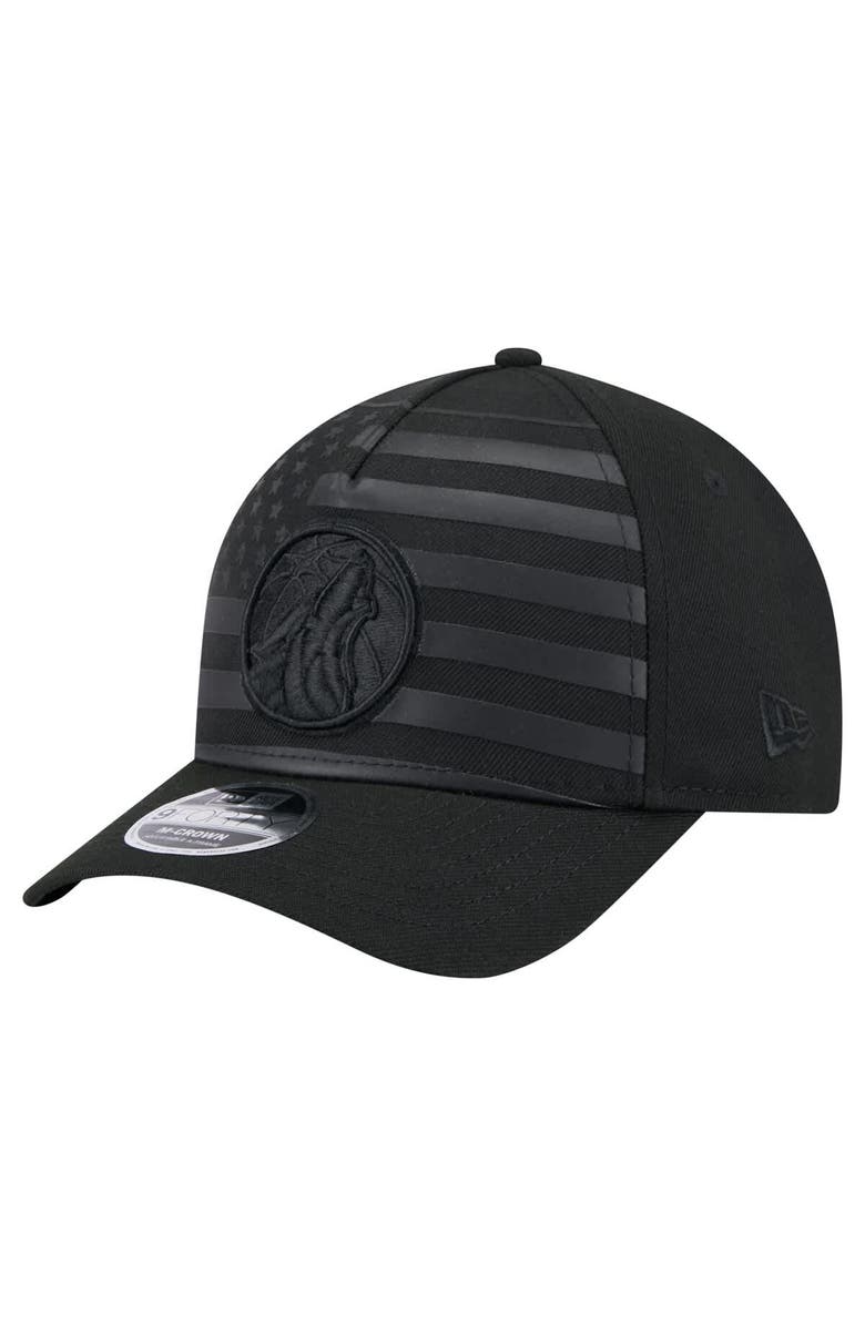 New Era Men's New Era  Black Minnesota Timberwolves Game Day Flag A-Frame 9FORTY Adjustable Hat, Main, color, 