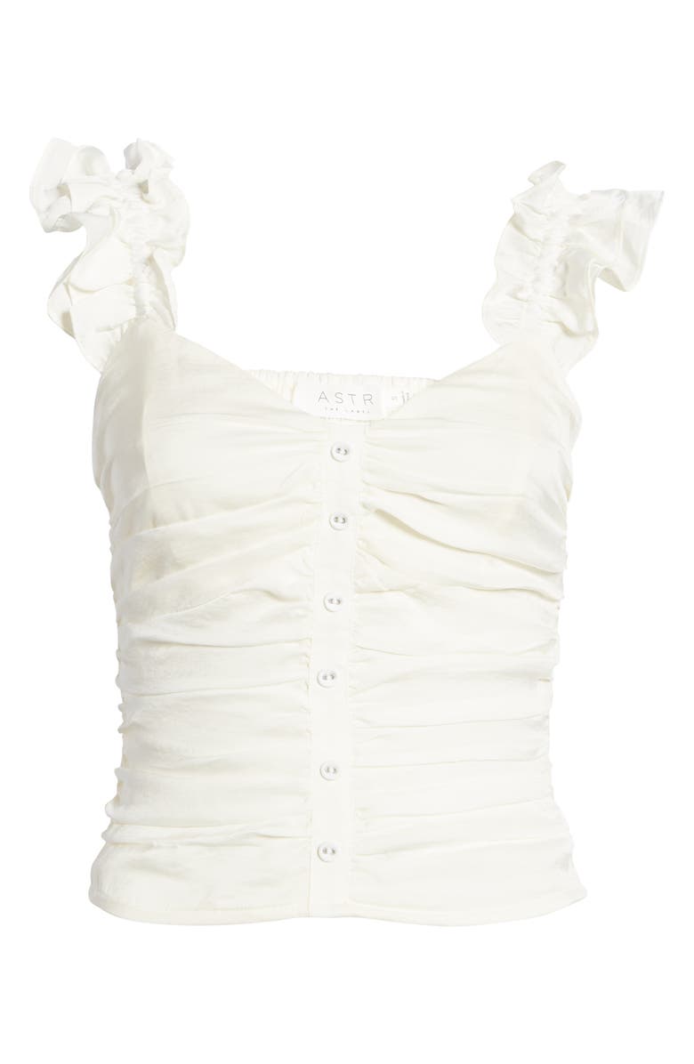 ASTR the Label Ruched Ruffle Shoulder Tank, Alternate, color,