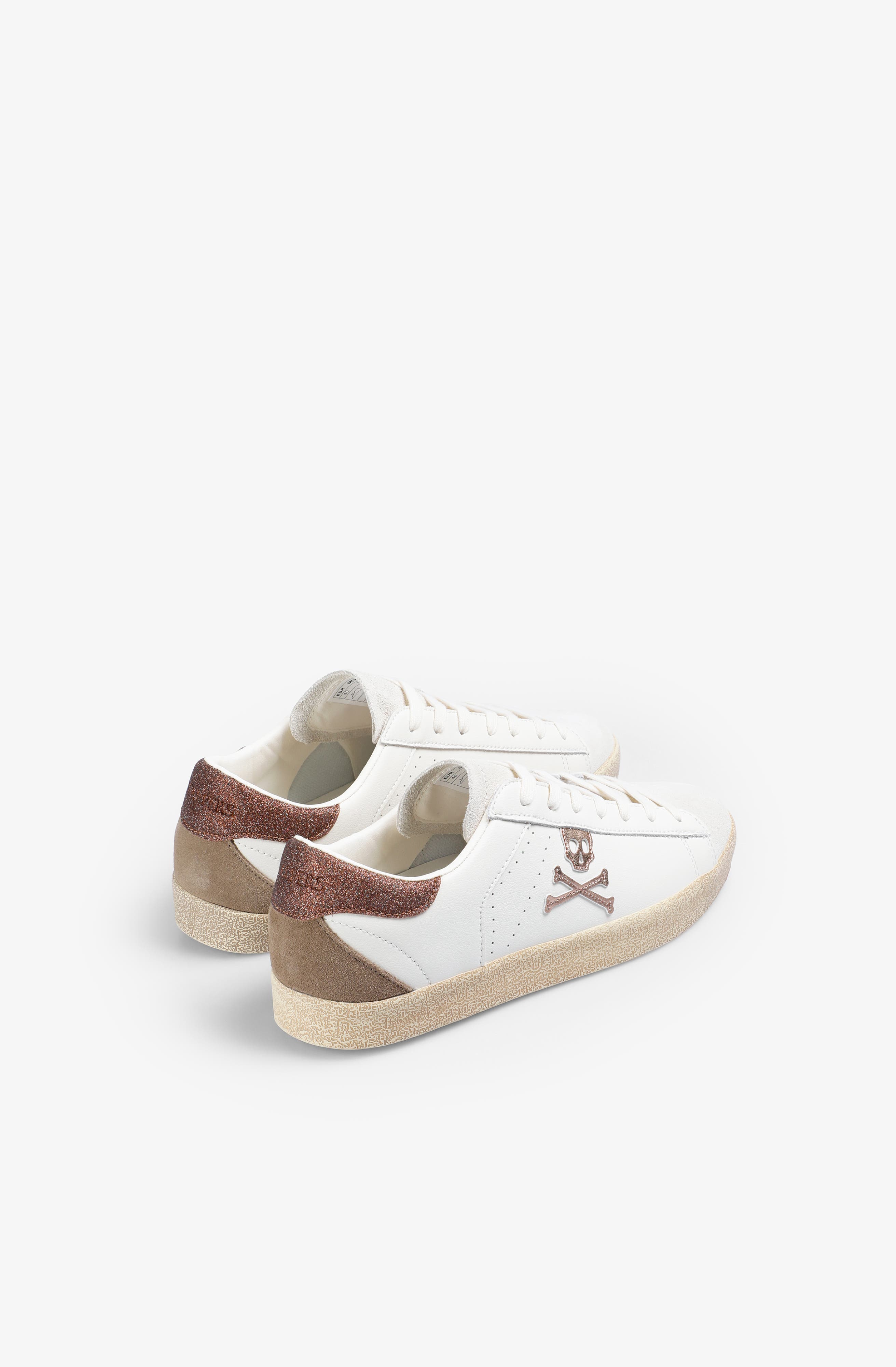 Embroidered Side Skull Henry Sneakers, Alternate, color, Offwhitebronze