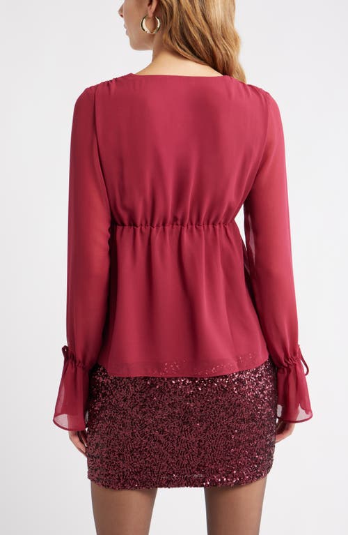 Open Edit Babydoll Chiffon Top In Burgundy