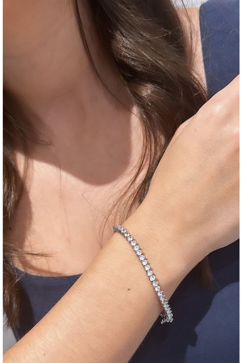 Round Cubic Zirconia Tennis Bracelet, Alternate, color, SILVER
