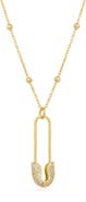 Spero London Sterling Silver Jewelled Safety Pin Necklace With Beaded Chain