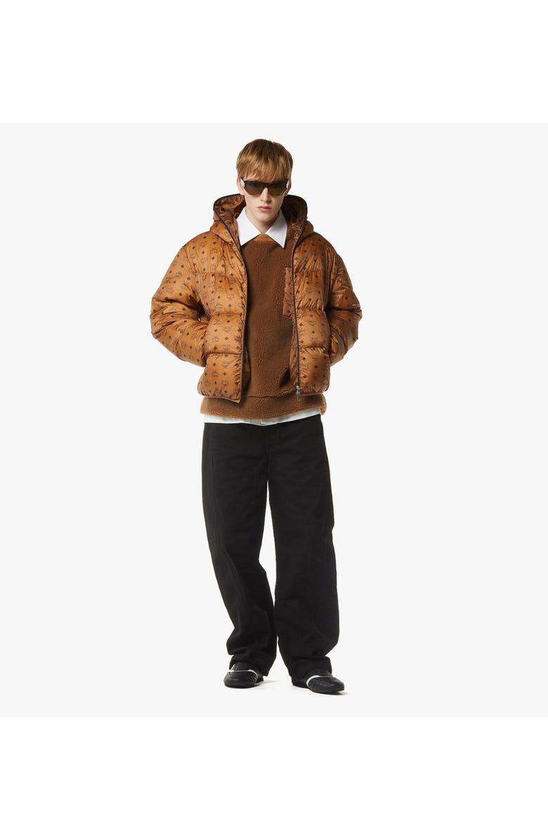 MCM Monogram Ripstop Nylon Parka, Alternate, color, Cognac