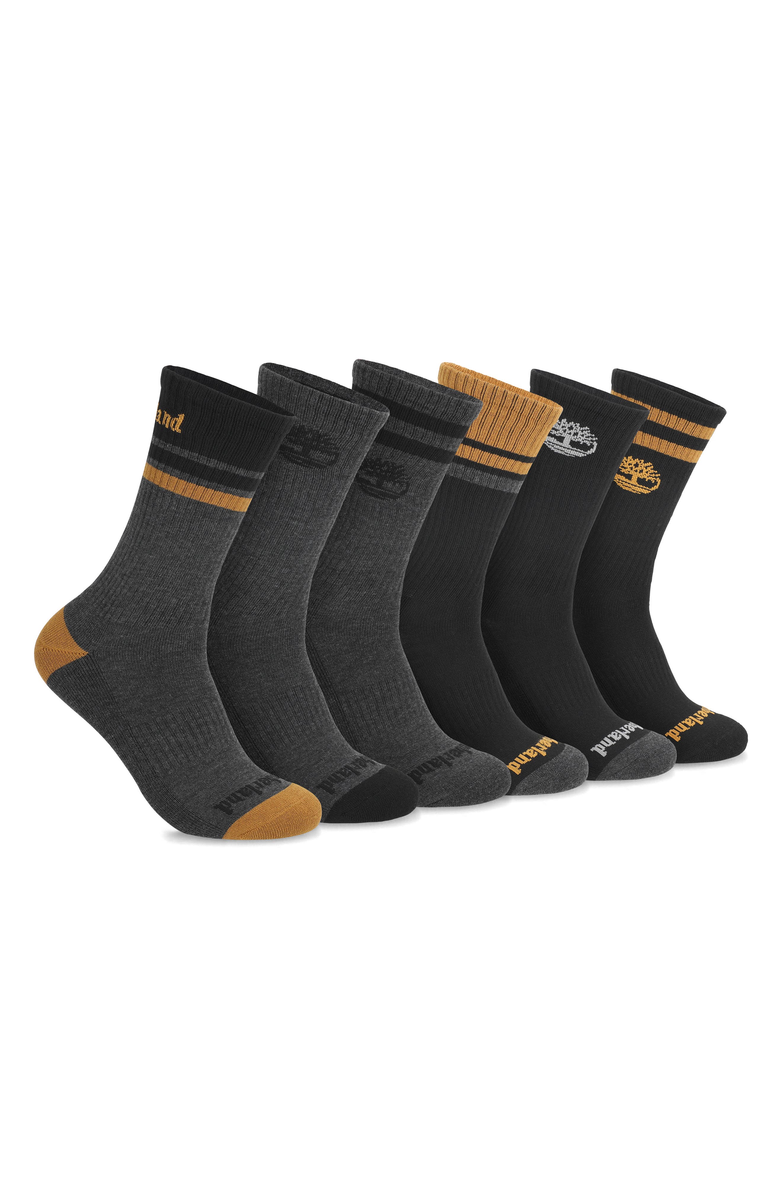 6-Pack Multi-Logo Rugby Stripe Crew Socks