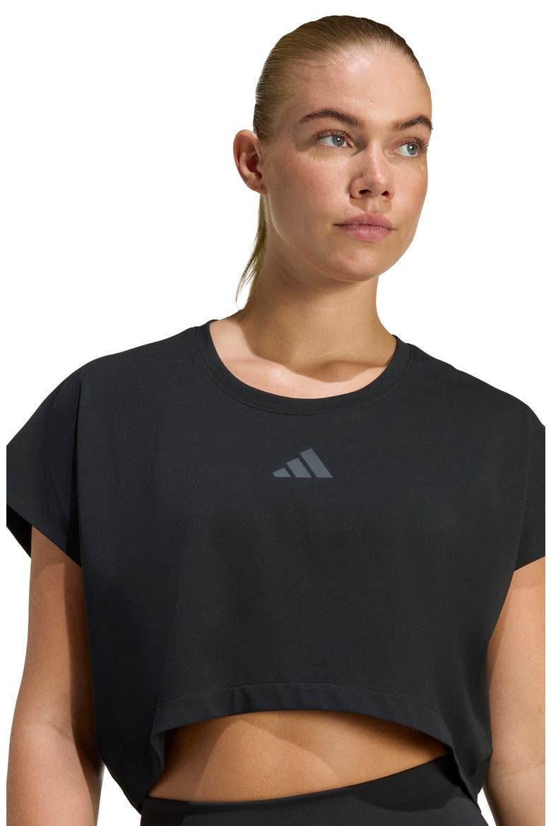 Power Workout Cropped Boxy 3-Stripes Tank, Alternate, color, BLACK/