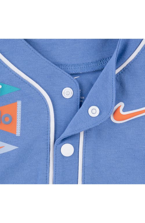 Nike Just Do It Henley Romper In Blue Beyond