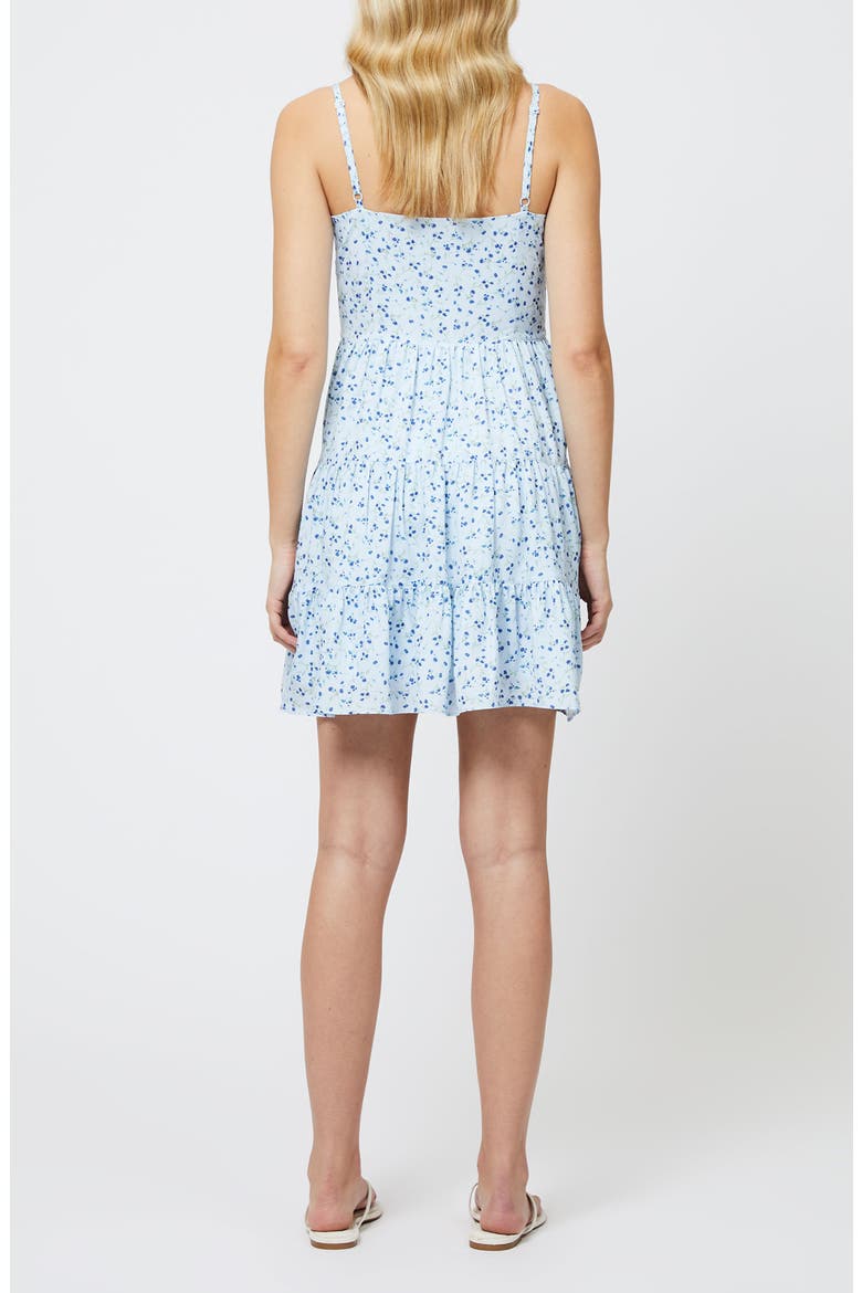 Kiva Tiered Crepe Minidress, Alternate, color, ICY BLUE MULTI