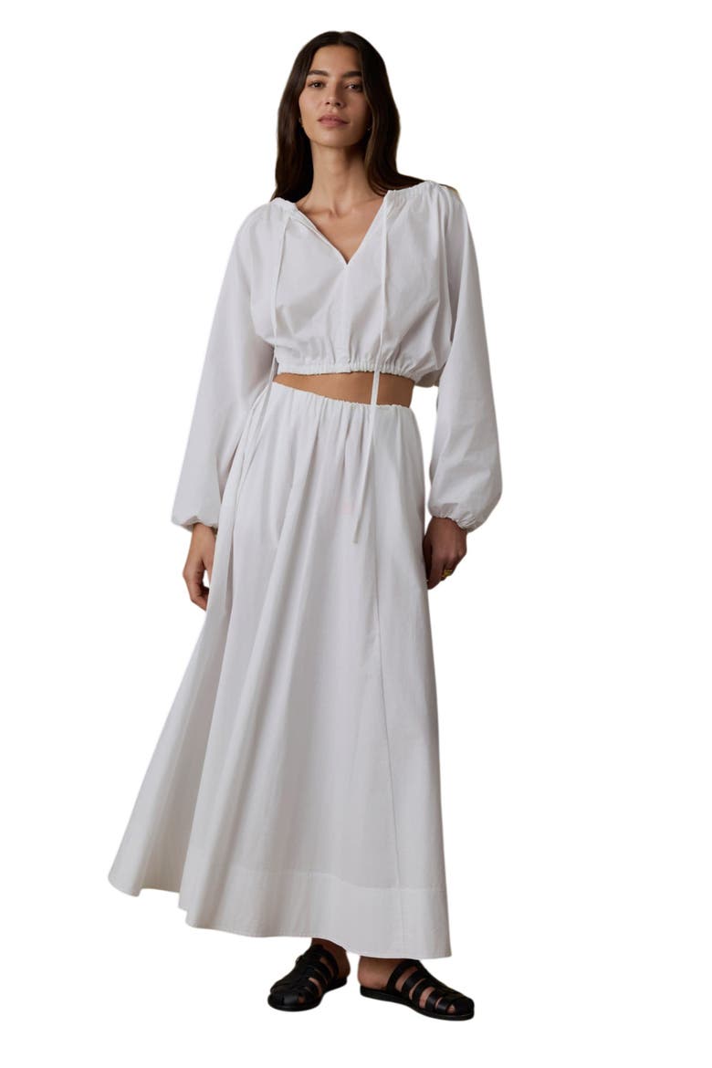 Nera Coastal Poplin Long Sleeve Crop Top, Alternate, color, WHITE