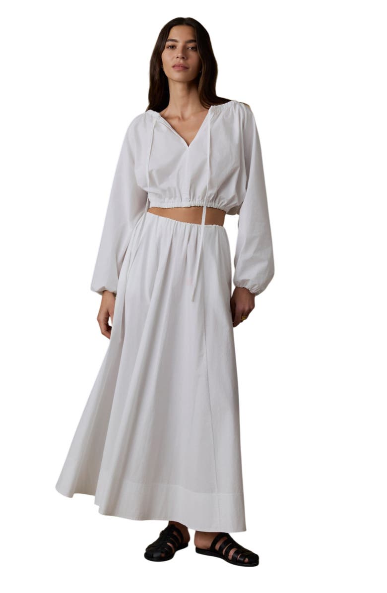 Faherty Nera Coastal Poplin Long Sleeve Crop Top, Alternate, color, White