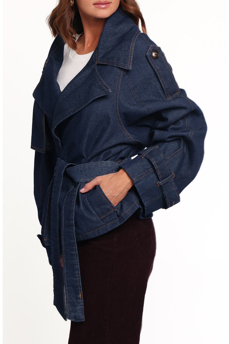 Miranda Cropped Trench Jacket, Alternate, color, INDIGO WASH