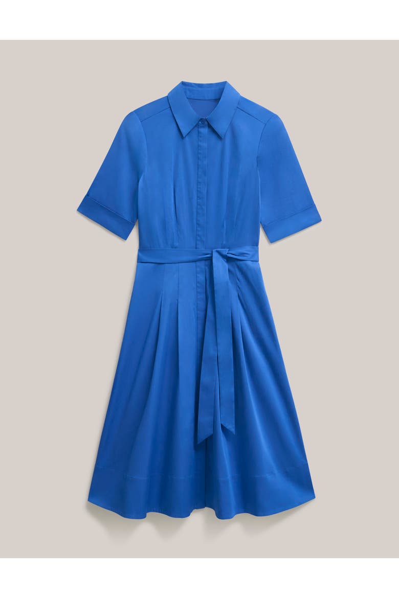 Brigitta Pleated Tie Belt Shirt Dress, Alternate, color, French Blue